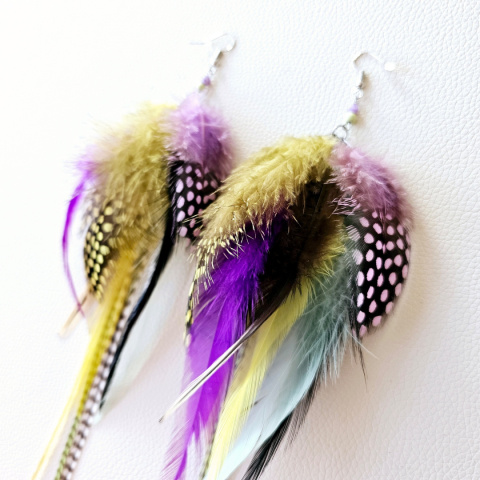 Kolczyki z piórami Purple