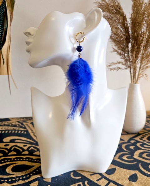 Szafirowe kolczyki z piór lapis lazuli