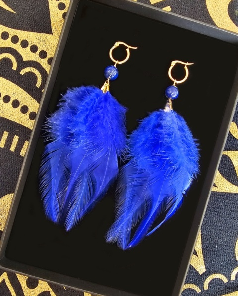 Szafirowe kolczyki z piór lapis lazuli
