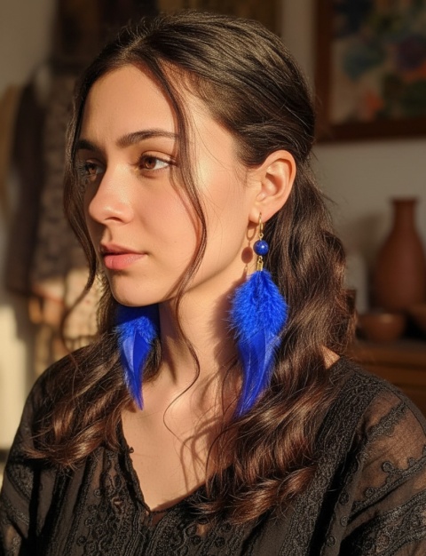 Szafirowe kolczyki z piór lapis lazuli